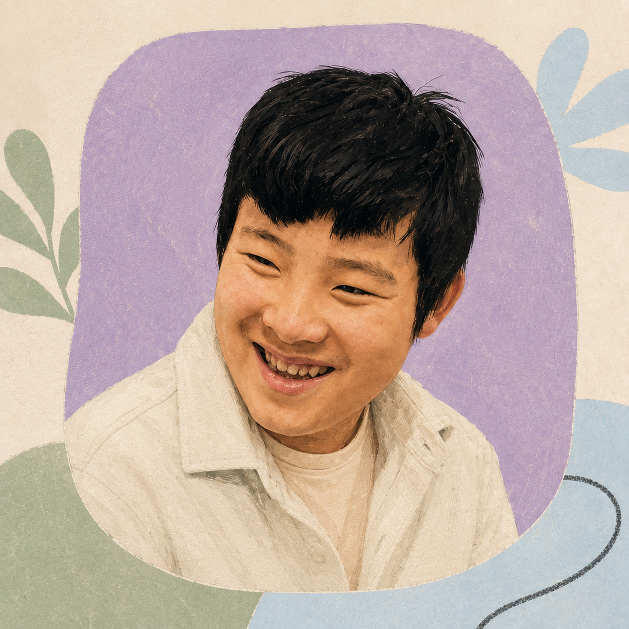 Illustrated portrait of Evan